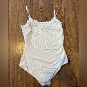 White tank top body suit with flowers